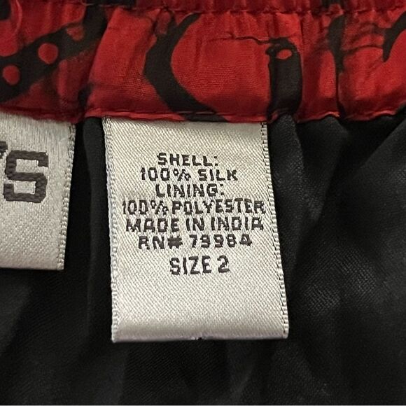 Silk A-Line Bohemian Maxi Skirt Size 12 Vibrant Reds Sequin Bead Trim - Picture 8 of 8